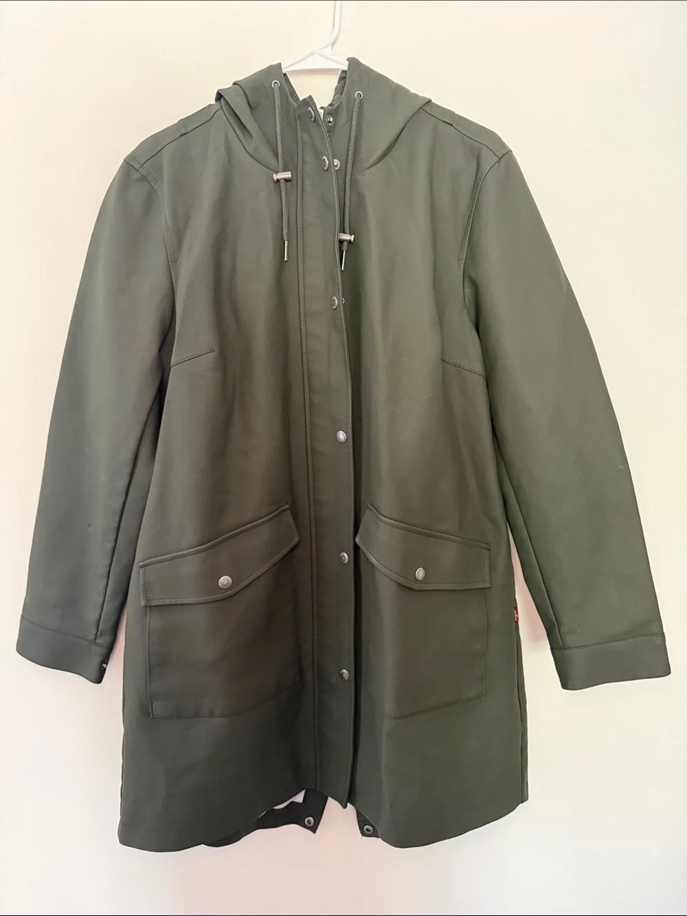 Levi's Women's Olive Green Hooded Rain Jacket - Picture 1 of 13